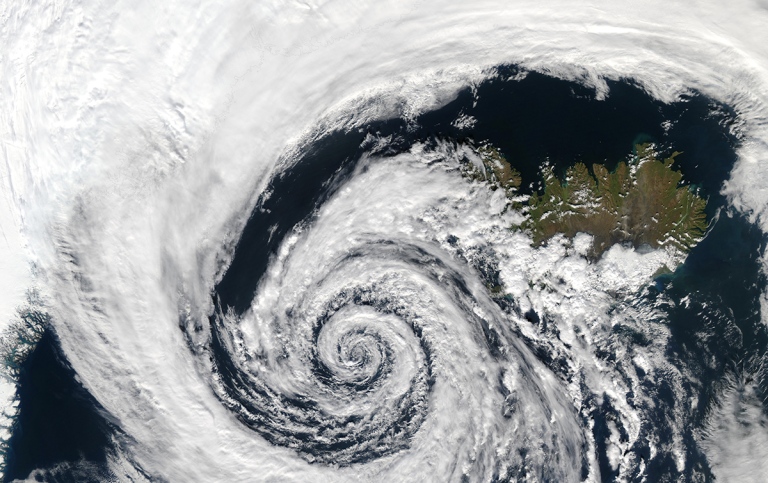 Low pressure system over Iceland. Photo: NASA