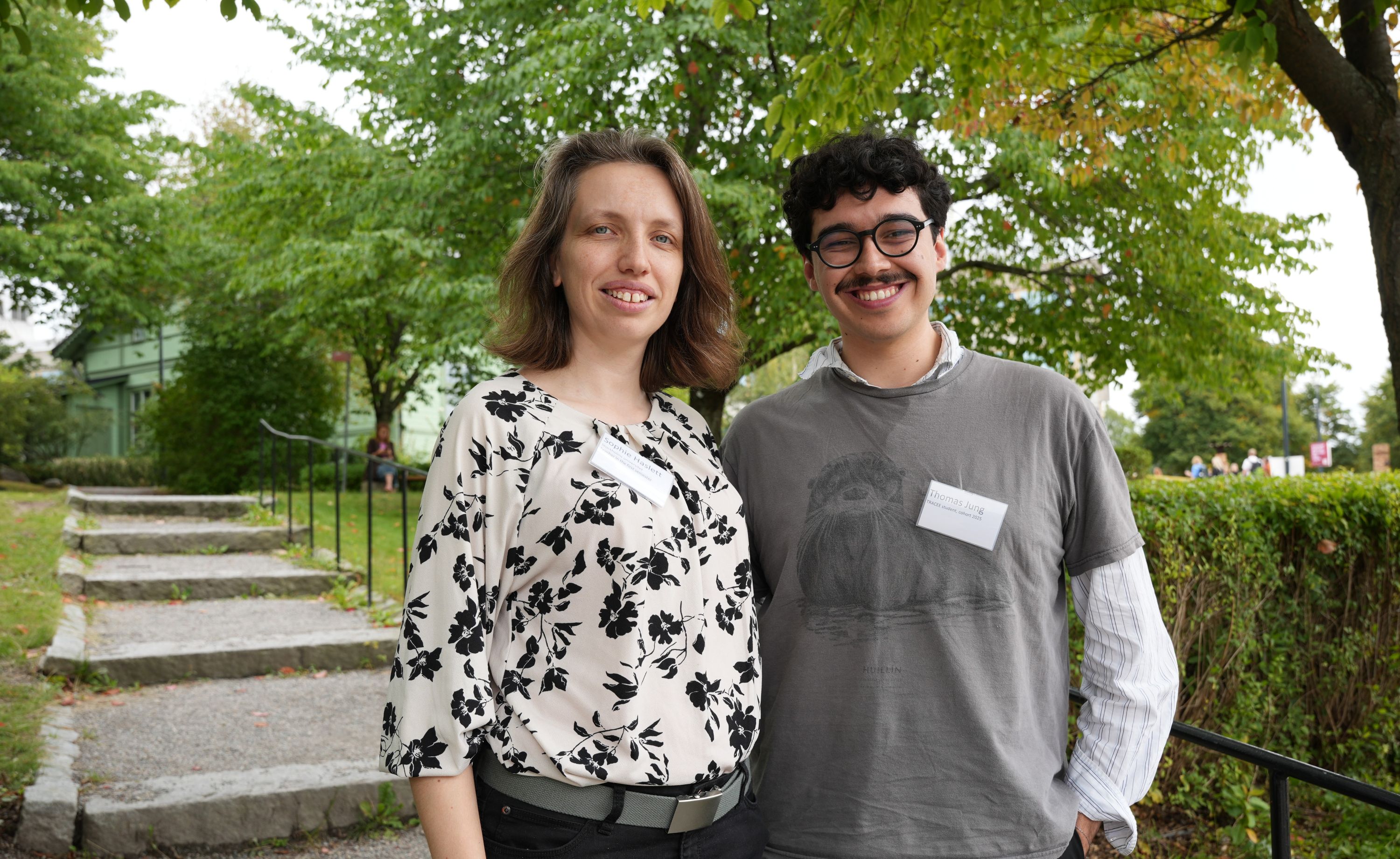 Sophie and Thomas on campus.