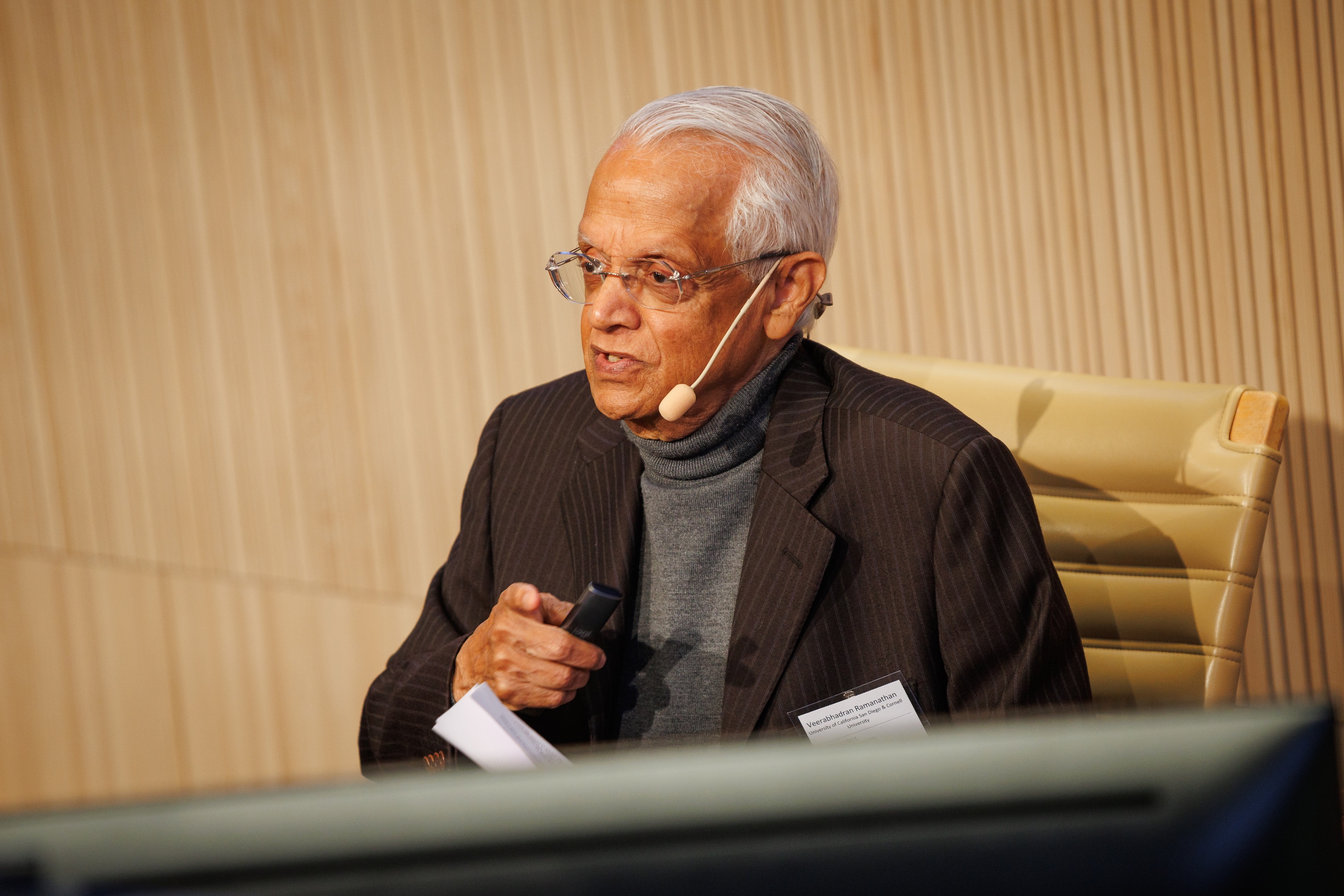 Close up of Prof. Ramanthan during his keynote lecture.