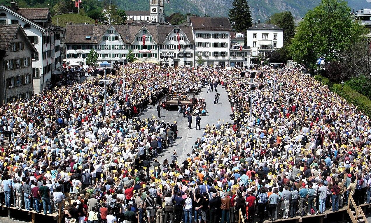 A Landsgemeinde, or assembly, of the canton of Glarus, on 7 May 2006, Switzerland.
