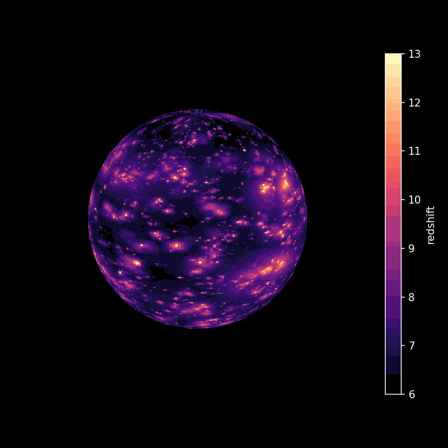 Illustration showing the timeline of re-ionisation of the Universe.