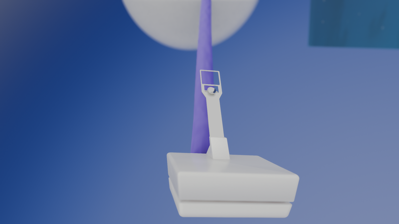 Bild: Rendering av en radiosond fäst vid en ballong.