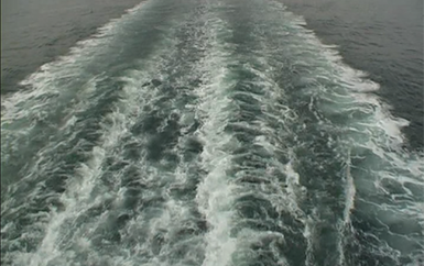 Waves seen from above the boat.
