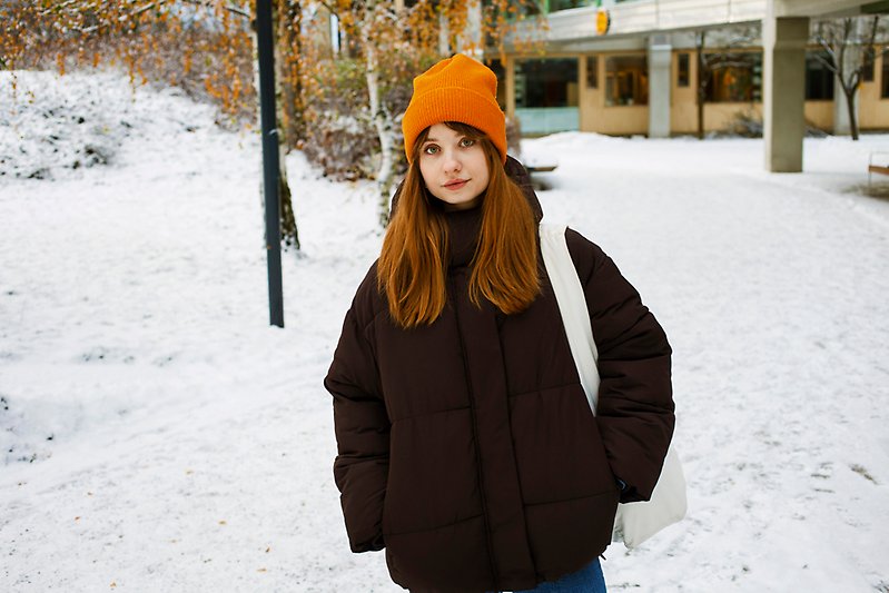Female student on the university campus.