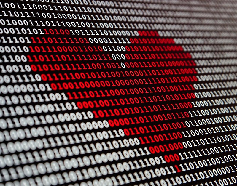 Ett digitalt hjärta med siffror i bakgrunden
