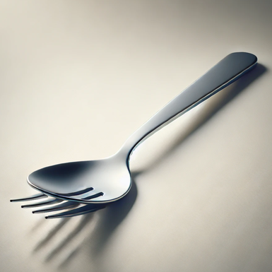 en kombinerad sked och gaffel – en spork.
