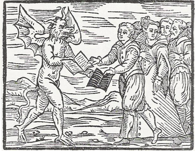 Trägravering från Compendium Maleficarum, 1608.