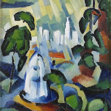 Oljemålning föreställande New York, 1916 av Agnes Cleve