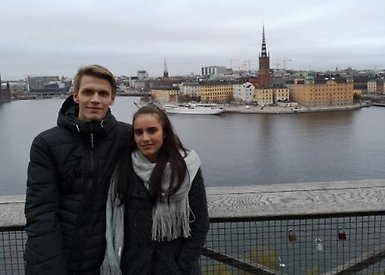 Deborah Suter with her friend Philip Eberl.