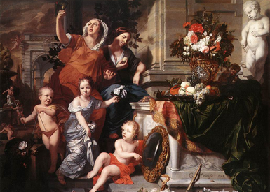 Allegory of the Five Senses, oil painting by Gerard de Lairesse, 1668.