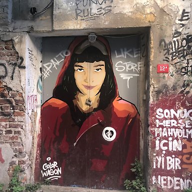 Mural of a woman.