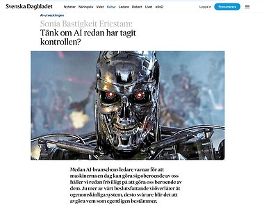 Screenshot from an essay in the Swedish daily Svenska Dagbladet. Photo: SvD © 2026