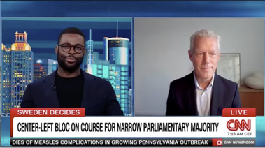 Jonas Tallberg interviewed on CNN, September 14, 2026. Screenshot: CNN © 2026