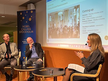 Professors Christophe Premat, Bo G Ekelund and Frida Beckman in the panel. Photo: Cecilia Burman