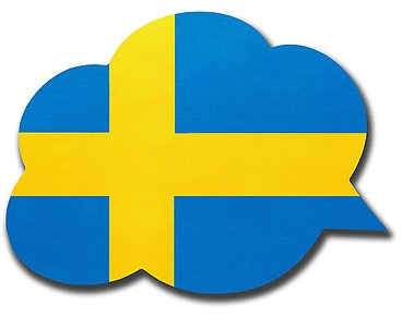 Svenska flaggan formad som en pratbubbla.