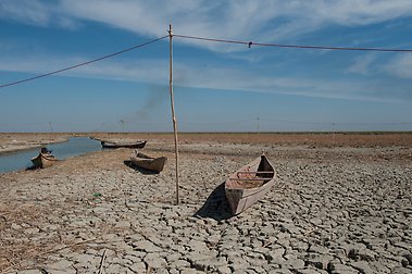 Boats on parched land