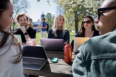 Students on campus.
