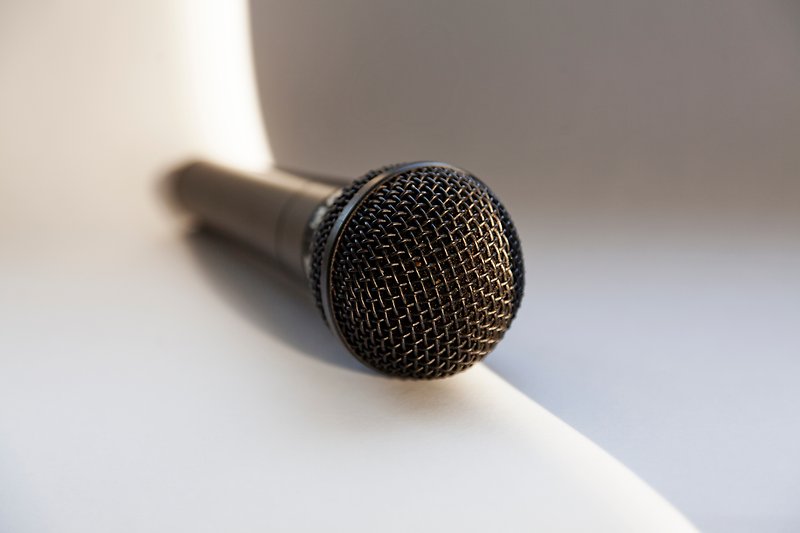 Microphone on table.