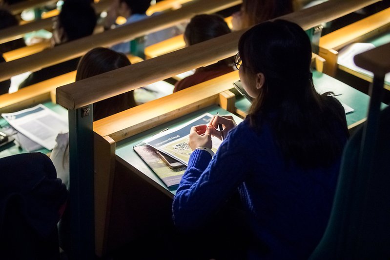 Students in the auditorium in Aula Magna.