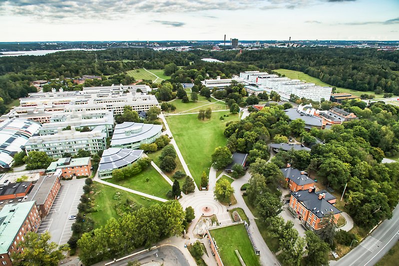 Drone picture of campus Frescati.