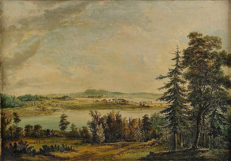 View towards Hallsnäs Manor, Ramkvilla Parish - Småland. Painting by Carl Jonas Linnerhielm 1790.