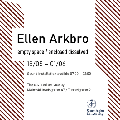 Text that says: Ellen Arkbro. empty space / enclosed dissolved.