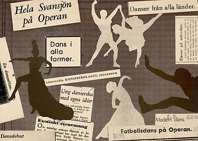 Flera tidningsurklipp om dans från 1930-1960-talen