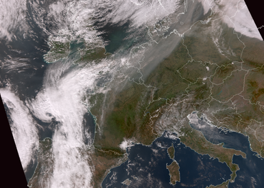 Part of the earth seen from above, and the storm.