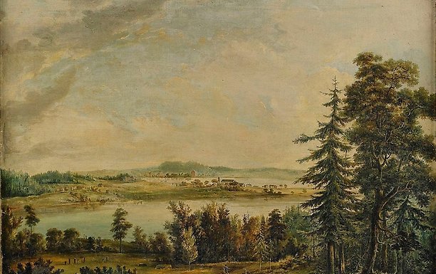 View towards Hallsnäs Manor, Ramkvilla Parish - Småland. Painting by Carl Jonas Linnerhielm 1790.