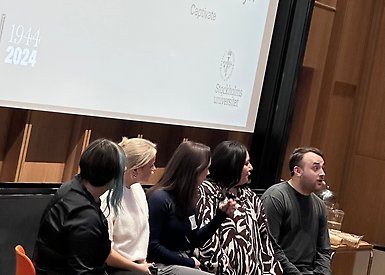 Alumnerna Alexandra Örenmark, Sigrid Thomas Lyri, Sophia Rahmani och Hugo Broms.