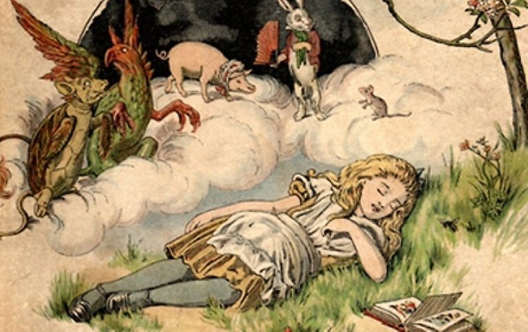Illustration av flicka som ligger i gräset och sover.