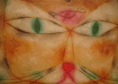 Illustration av Katt och fågel i närbild.