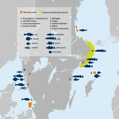 Evaluated no-take zones. The map shows the areas that largely form the basis of the recommendations