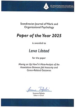 Diplom för Paper of the Year 2025.