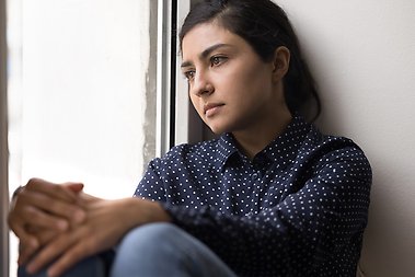 Portrait of a depressed young woman.