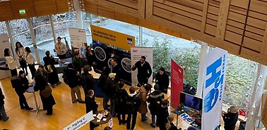 Students and companies mingling at the Career Fair in Science.
