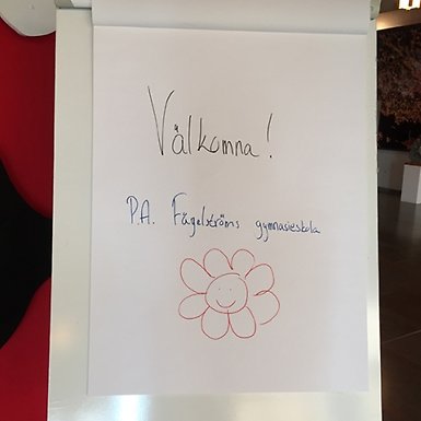 A1 sida där det står "Välkomna!"