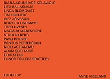 Black text on orange background listing names.