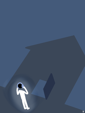 Graphic Illustration of a man and a house.
