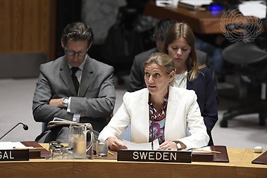 The Security Council held an emergency meeting to consider the underground nuclear test conducted by the Democratic People's Republic of Korea (DPRK) on 3 September 2017.Irina Schoulgin Nyoni, then Deputy Permanent Representative of Sweden to the UN, addresses the Council. Photo: UN Photo/Evan Schneider