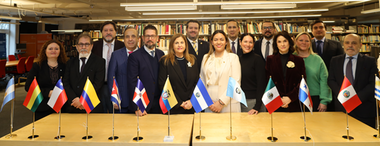 Ambassadors from GRULAC countries (Group of Latin America and the Caribbean), NILAS’ director, and the Head of Department for SU's International Office. Image: Courtesy from the Embassy of El Salvador in Sweden.