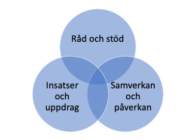 Visar våra tre områden som överlappande cirklar.