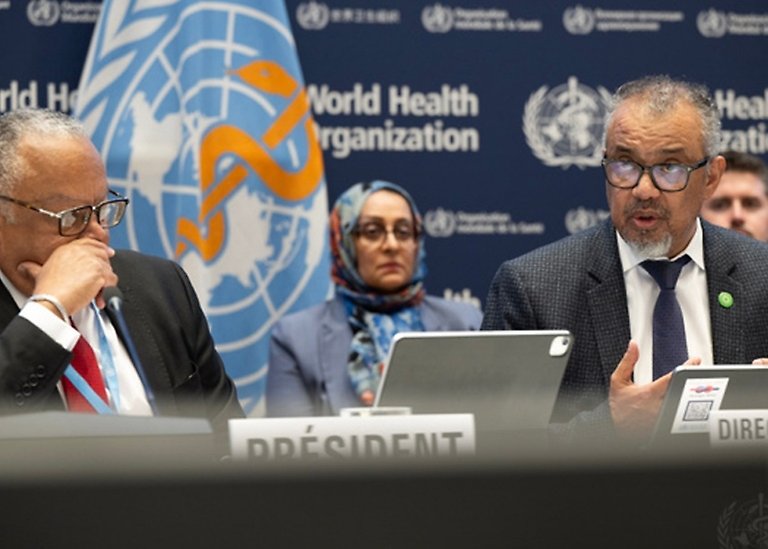 GENÈVE 11 FEBRUARI 2025. WHO:s generaldirektör Dr. Tedros Adhanom Ghebreyesus vid Världshälsoorganisationens 156:e styrelsemöte i Genève. President Donald Trump meddelade USA:s utträde ur WHO på sin första dag tillbaka i ämbetet, tre veckor tidigare. Foto: WHO / Christopher Black 2025.