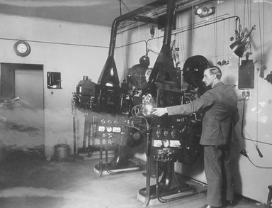 Biografen Skandias maskinrum 1925.