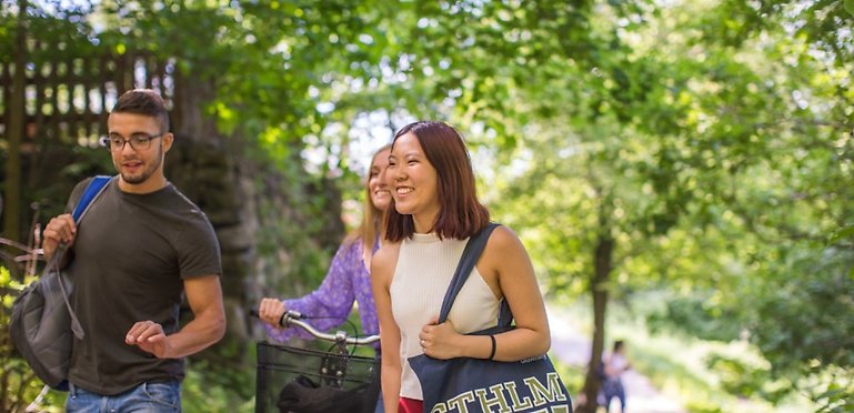 Students walking at campus.
