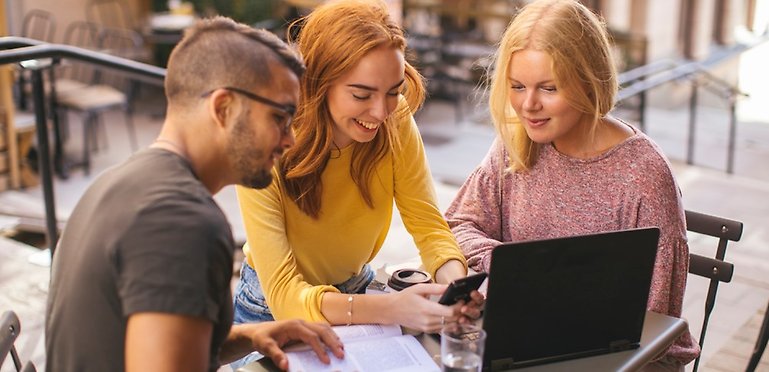 Students searching at internet.