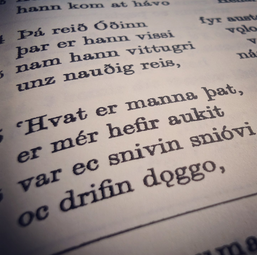 Text in a book in Old Norse.